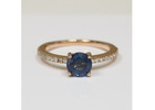 Shop Round Shape Blue Sapphire Prong Set Ring With Round Diamonds (1.55cttw)