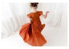 Burnt Orange Flower Girl Dress, Terracotta Tulle Rust Boho Wedding Dress, Fall Rustic Flower Girl