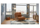 Caramel Faux Leather 4-in-1 Convertible Chair Bed, Space-Saving Folding Sleeper Sofa 
